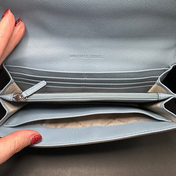 Michael Kors Women Jet Set Travel Large Trifold Wallet Clutch - ECU - Picture 6 of 7